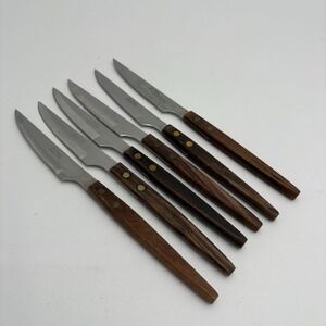 6 St. Regis Stainless‎ Steel Steak Knives Japan Retro MCM Design